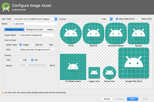 Android アイコンを簡単作成できる Image Asset